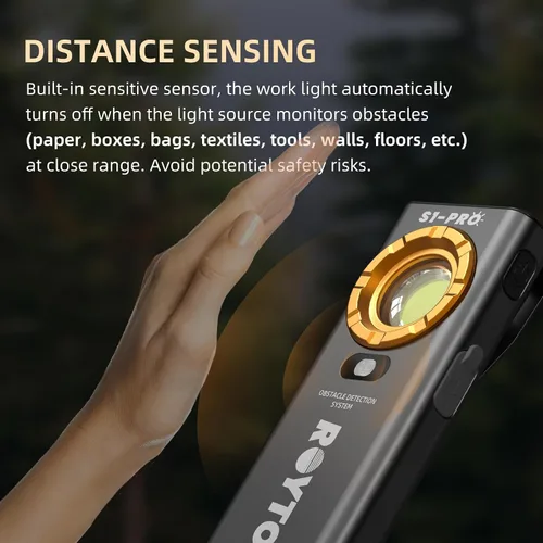 Miniatura 5 de ROYTOA Linterna de bolsillo recargable EDC Slim Flat Linterna 1200 lúmenes con base magnética y espalda, sensor de proximidad, clip para bolsillo
