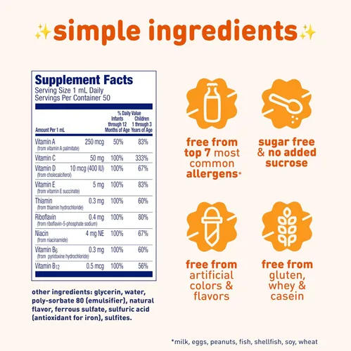 Miniatura 2 de Enfamil Poly-Vi-Sol Suplemento multivitamínico líquido para bebés y niños pequeños, botella cuentagotas de 1.7 fl oz