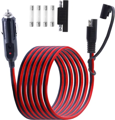 Cargador de batería SAE para encendedor de cigarrillos, cable de carga de 16 AWG de 12 V, adaptador de liberación rápida, cable de carga con luz