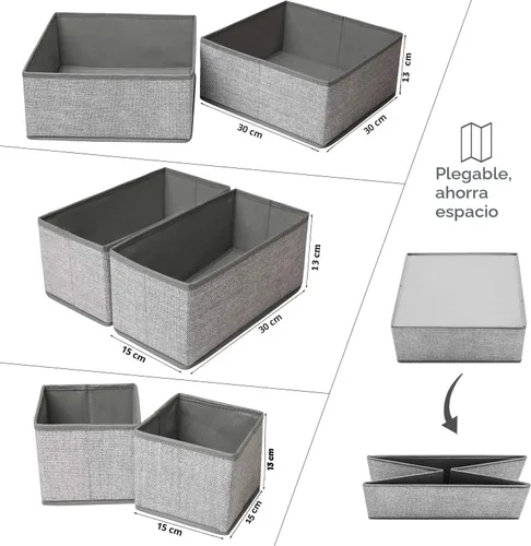 Miniatura 4 de Criusia Organizador plegable de cajones para ropa interior, divisores de armario, caja de almacenamiento para ropa, calcetines (6 contenedores, gris)