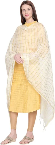 Miniatura 8 de DUPATTA BAZAAR Dupatta de seda mezclada a cuadros para mujer.