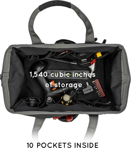 Miniatura 4 de Coreflex Bolsa de herramientas de 14 pulgadas de boca ancha, bolsa de equipo, de múltiples propósitos - para plomeros, electricistas, manitas, Negro
