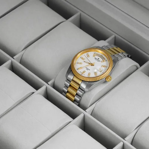 Miniatura 6 de Hossejoy Caja de reloj de cuero con 12 organizadores de relojes para hombre con cajón de exhibición de joyas organizador de caja de reloj