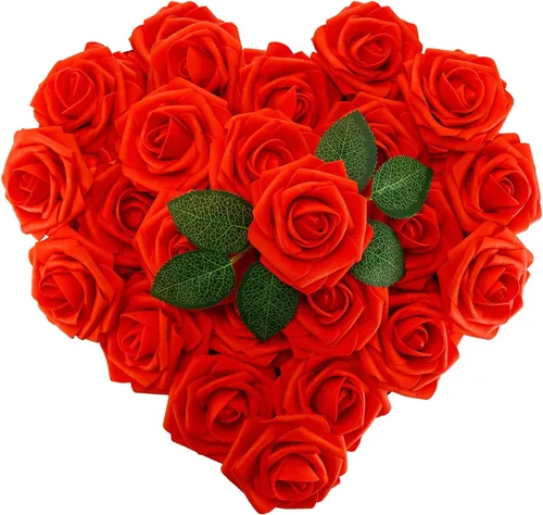 Miniatura 12 de 25 rosas artificiales de color púrpura con tallo largo, de espuma falsa con sensación real, para decoración, ramos de boda, centros de mesa, ducha