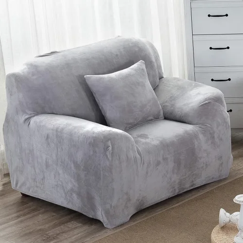 Miniatura 28 de vctops Funda elástica para sofá de 4 plazas de terciopelo de felpa, 1 pieza, con parte inferior elástica, protector de muebles suave y esponjoso