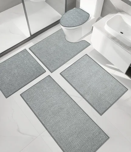 Miniatura 19 de Chakme Juego de 2 alfombras de baño ultrafinas, absorbentes, antideslizantes, lavables a máquina, color negro, 17 x 24 pulgadas / 17 x 30 pulgadas