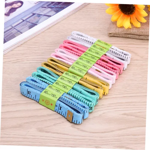 Miniatura 3 de NUOBESTY Sets m Cinta métrica a medida Cinta métrica retráctil de plástico flexible para coser manualidades y uso escolar Resistente a la sal ácida