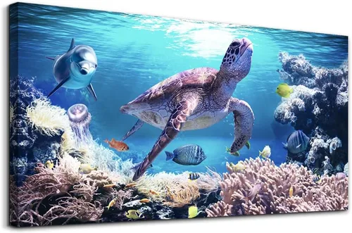 Miniatura 10 de Lapremoly Decoración de pared para sala de estar, arte de pared grande para dormitorio, olas azules del mar, ilustraciones de pared, oficina