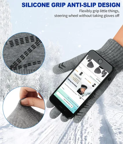 Miniatura 9 de FZ FANTASTIC ZONE Guantes de invierno para hombre, cálidos, térmicos, suaves, de lana, para pantalla táctil, para mujer