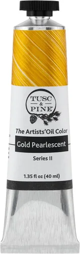 Tusc & Pine Pintura al óleo Artist – Gold Pearlescent, 1.5 onzas líquidas, sin amarilleo, consistencia rica y cremosa, carga máxima de pigmento, Oro