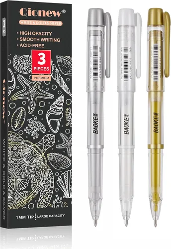 Miniatura 8 de Qionew Bolígrafos de gel plateados, punta fina de 0.039 in, juego de bolígrafos de tinta de gel plateado para artistas, para dibujo de papel negro
