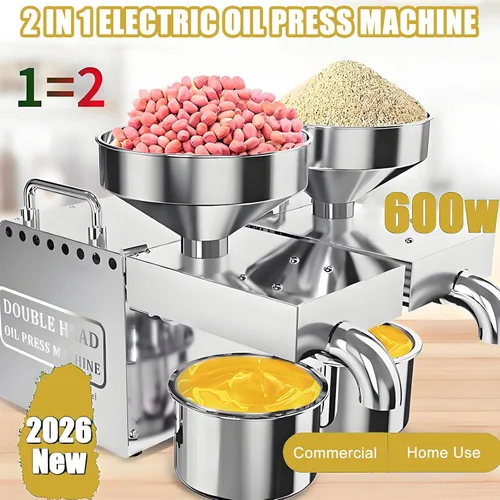 Miniatura 2 de Máquina de prensa de aceite eléctrica mejorada 2026, extractor de aceite automático, motor dual de 1200 W, rendimiento del 99% y continuo de 24