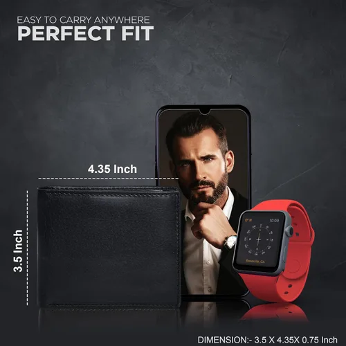 Miniatura 6 de Carteras RFID delgadas para hombres - Cartera de bolsillo frontal de piel genuina