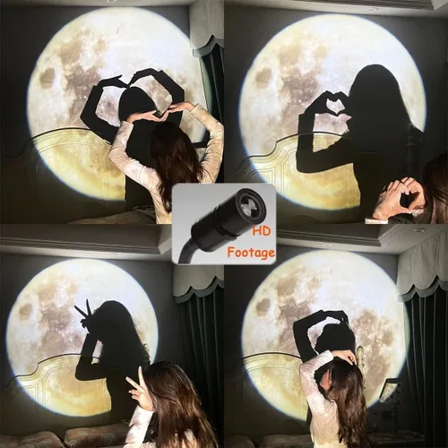 Miniatura 2 de Proyector de Luz Nocturna de Luna Sin Decoloración, Lámpara de Luna con Alimentación USB, Proyector de Luz Nocturna de Ambiente Romántico para Luna