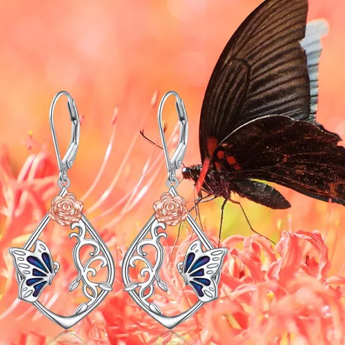 Miniatura 2 de Aretes colgantes de filigrana de plata de ley 925, margarita, loto, flor de rosa, piedra lunar, lágrima para mujer, nudo celta infinito, margarita