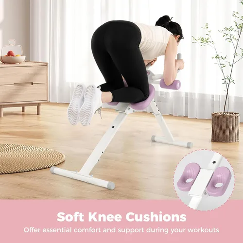 Miniatura 7 de Goplus Máquina de entrenamiento abdominal ajustable, equipo de entrenamiento plegable para abdominales con protección de rodilla, monitor LCD, Rosa