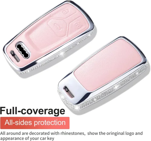 Miniatura 3 de Compatible con Funda para Llavero Audi con Llavero de Cuero Genuino Cristal Protección Completa Carcasa de Llave Compatible con Audi A4 Q7 Q5 TT A3