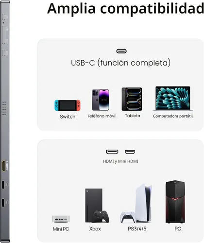 Miniatura 7 de ARZOPA Soporte para Monitor Portátil con Base, Monitor Portátil Ultradelgado de 14.0" para Laptop FHD 1080P Pantalla Externa con Altavoces Duales