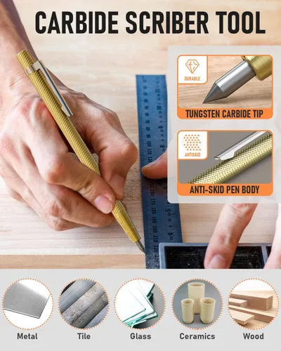 Miniatura 6 de Nicpro Juego de 11 lápices de carpintero con sacapuntas, lápices mecánicos de carpintero con 40 repuestos, punzón central automático y herramienta
