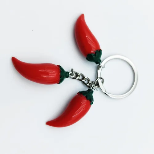 Miniatura 6 de Llavero de chile rojo con colgante de vegetales, llavero de pimienta