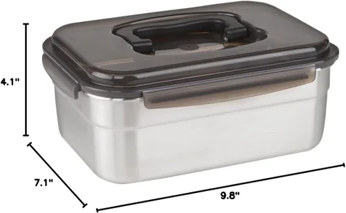 Miniatura 4 de STENCOC - Contenedor de almacenamiento de alimentos de acero inoxidable, rectangular, sin BPA, hermético, a prueba de fugas