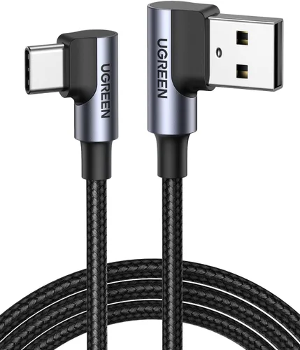 UGREEN Cable USB a USB C de 90 grados, cable de carga rápida USB C compatible con iPhone 16/16 Plus/16 Pro/16 Pro Max/15/Samsung Galaxy