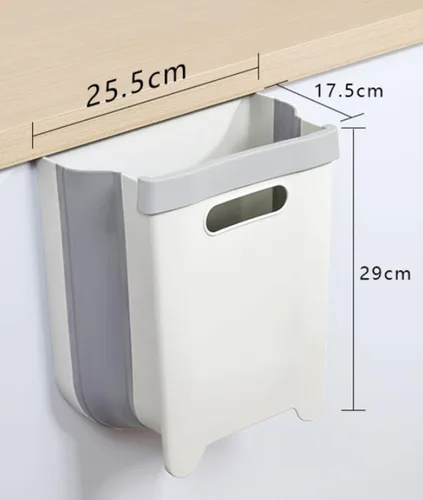 Miniatura 2 de Papelera colgante para puerta de armario de cocina, papelera plegable para cocina, dormitorio, baño y automóvil (2.4 galones, blanco)