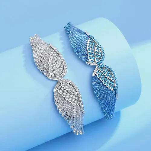 Miniatura 5 de Pulseras de alas angulares para mujer, pulsera de cadena ajustable chapada en plata, brazalete de ala de ángel para mujer, cumpleaños, Navidad, día