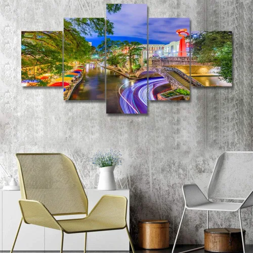 Miniatura 102 de TUMOVO Fotos en lienzo de Estados Unidos, Cincinnati, Ohio, Skyline at Dusk para tu sala de estar, impresiones de paisaje urbano de rascacielos