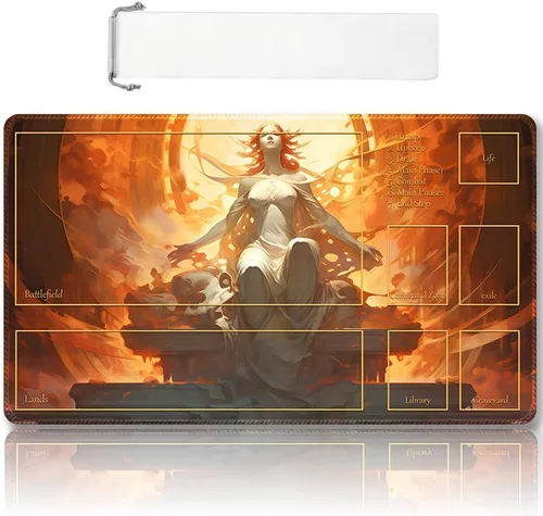 Miniatura 10 de Tapete de juego MTG cosido de alta calidad con zonas y parte trasera de goma antideslizante, tapete de juego TCG para MTG y otros juegos de cartas