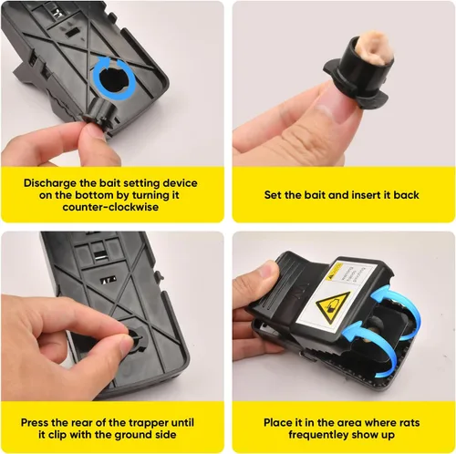 Miniatura 5 de Trampa para Ratas Paquete de 6, Trampas Grandes para Ratones para Uso Interior y Exterior, Trampa para Ratones Reutilizable, Rápida, Higiénica, Sin