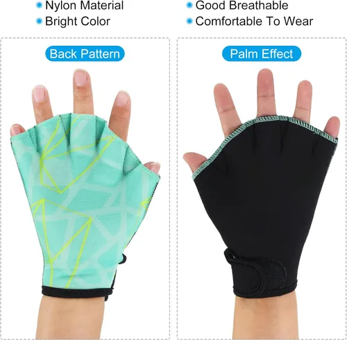 Miniatura 6 de PATIKIL Guantes acuáticos de natación guantes de natación con malla de impresión de resistencia al agua accesorios de entrenamiento para natación