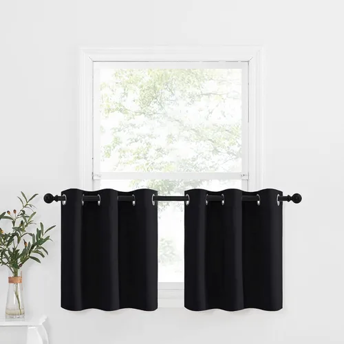 Miniatura 246 de NICETOWN Cortinas opacas de cocina para ventana sobre el fregadero, aislamiento térmico, decoración del hogar, pequeños niveles opacos con ojales