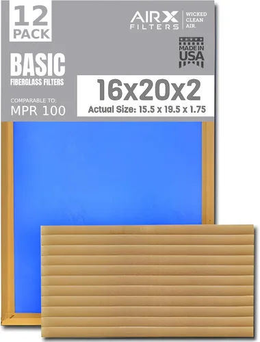 Miniatura 6 de Filtro de aire de 10 x 10 x 1 pulgadas, comparable a los filtros de horno económicos básicos MPR 100, paquete de 12 filtros de fibra de vidrio