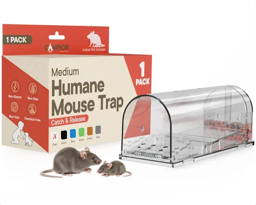 Trampa transparente para ratones, paquete de 1, trampas para ratones en vivo para atrapar y liberar para interiores y exteriores, segura para