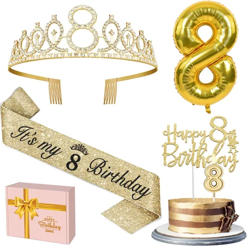 Miniatura 10 de Decoraciones doradas de 70 cumpleaños para mujer con banda y tiara de cumpleaños 70, adorno para pastel y velas, globos de números, regalos de 70