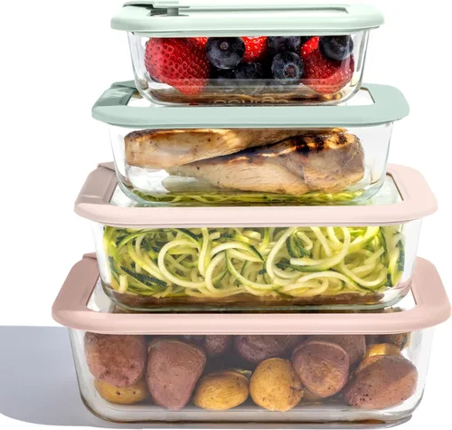 Miniatura 8 de Bentgo Signature - Almacenamiento de alimentos de vidrio a prueba de fugas, juego de 8 piezas, recipientes sin plástico con 1 compartimento