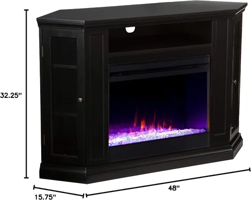 Miniatura 10 de SEI Furniture Claremont Chimenea de esquina eléctrica convertible que cambia de color, color negro