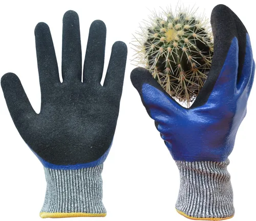 Guantes de jardinería duraderos para hombres, guantes de jardín de nitrilo resistentes, guantes de trabajo de doble capa, resistentes a cortes, a