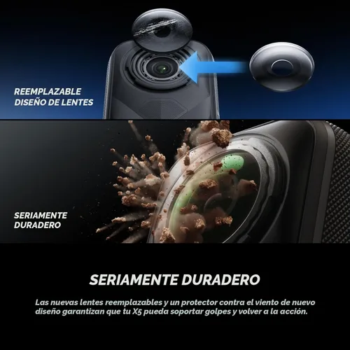 Miniatura 7 de Insta360 Paquete FlexiCare X5 – Cámara de acción impermeable 8K de 360°, luz baja, efecto selfie stick invisible, lente resistente y reemplazable