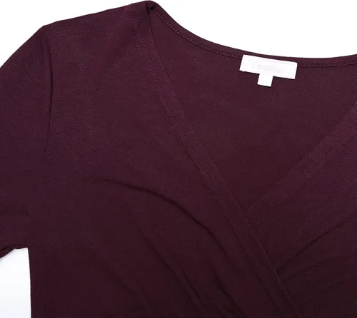 Miniatura 3 de Camisa de maternidad de manga larga con cuello en V cruzado, camiseta de lactancia cruzada