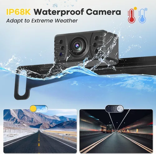 Miniatura 3 de Kit de cámara de respaldo inalámbrica y monitor Hikity, cámara de visión trasera de 4.3 pulgadas, impermeable IP68, visión nocturna, pantalla