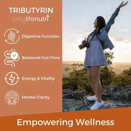 Miniatura 4 de BioGutyrin - Tributirina 500 mg, suplemento postbiótico para la función intestinal y absorción de nutrientes, 120 cápsulas vegetarianas, ácido