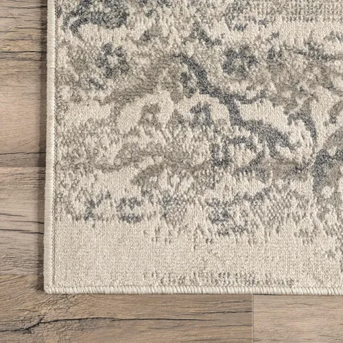 Miniatura 9 de Nuloom Gris Freja / crema, 2 pies 6 pulgadas x 10 pies, floral envejecido, suave y acogedor, alto tráfico, resistente a las manchas, fácil