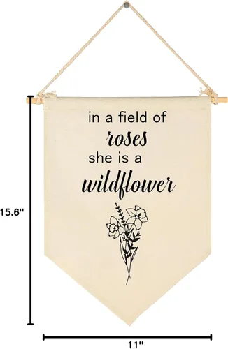 Miniatura 8 de En un campo de rosas, ella es una flor silvestre - Arte floral de pared de flores silvestres - Decoración de bandera Regalos para niñas y niños