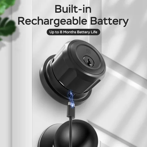 Miniatura 7 de GeekTale Cerradura inteligente de cerrojo con perilla de paso, cerrojo de huellas dactilares con aplicación, girar para bloquear y desbloquear