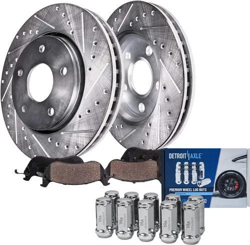 Miniatura 63 de Detroit Axle - Rotores de freno para Ford 2013-2019 Explorer Taurus Flex Lincoln MKT MKS, rotores de freno de disco ranurados perforados de repuesto