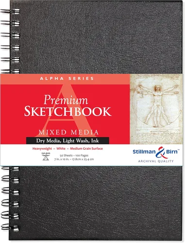 Miniatura 5 de Stillman & Birn Alpha Series - Cuaderno de bocetos encuadernado con alambre, 6 x 8 pulgadas, 5.29 oz/m² (pesado), papel blanco, superficie de grano