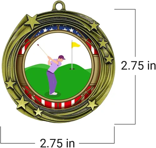 Miniatura 4 de All Quality Medalla de diseño de estrellas en remolino de golf - 1º, 2º, 3er lugar
