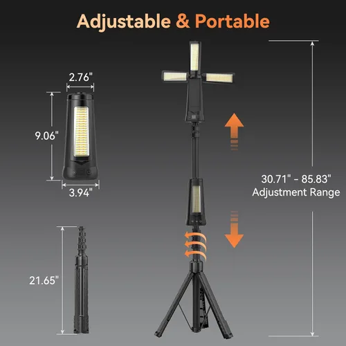 Miniatura 8 de Dimgogo15000mAh Luz recargable para acampar, luz de trabajo LED portátil Standing Light with 7ft Max Height, 5500 Lumen 6500/4500/3500K Dimmable